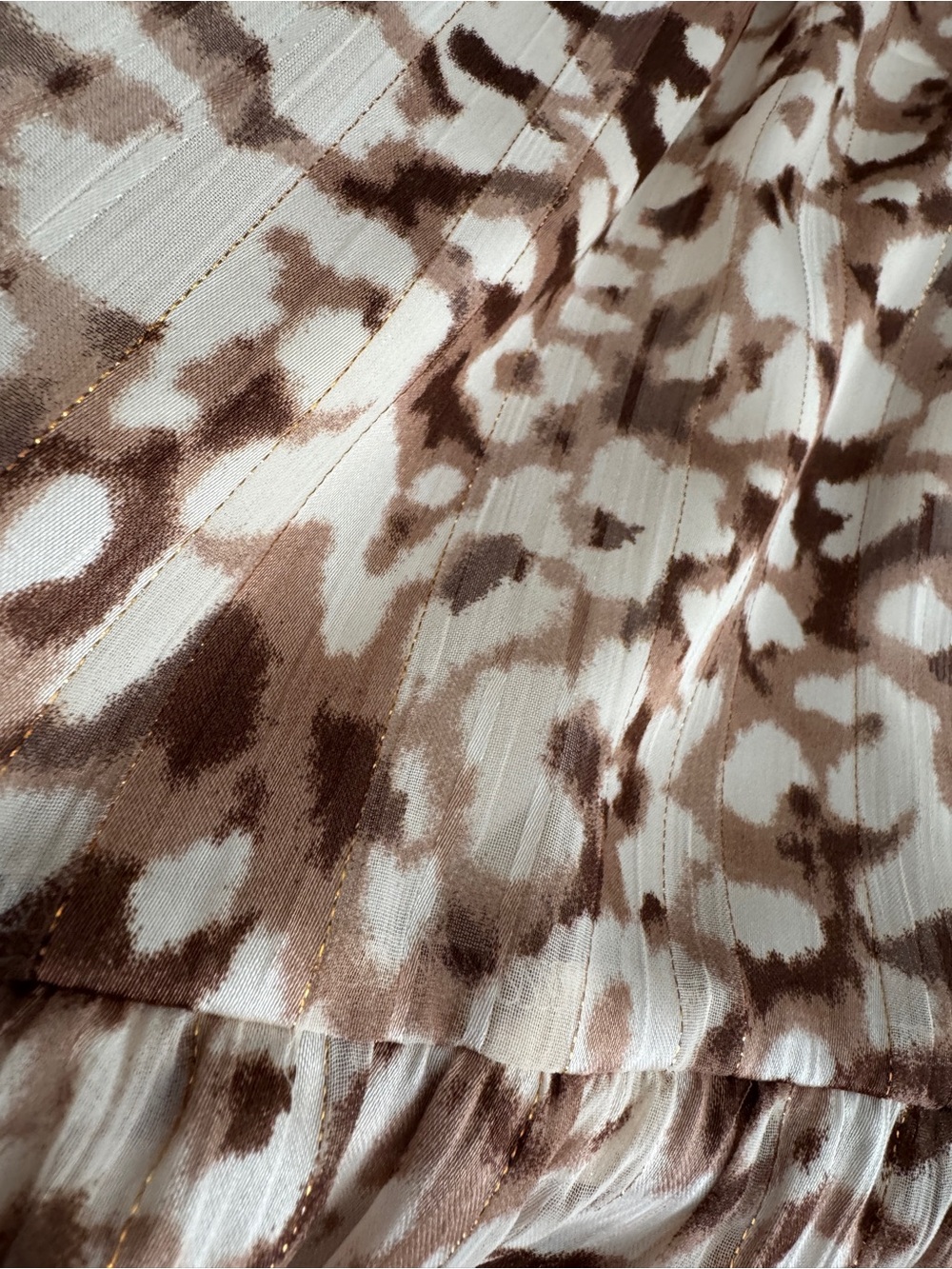 THML Brown Cream Animal Print Smocked Waist Mini Dress Size S NWT - Picture 4 of 6